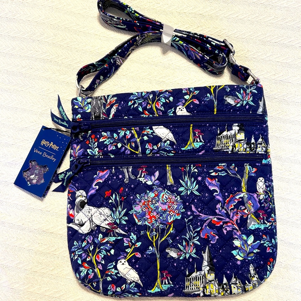 VERA BRADLEY HARRY POTTER Forbidden Forest Triple Zip Hipster Crossbody …